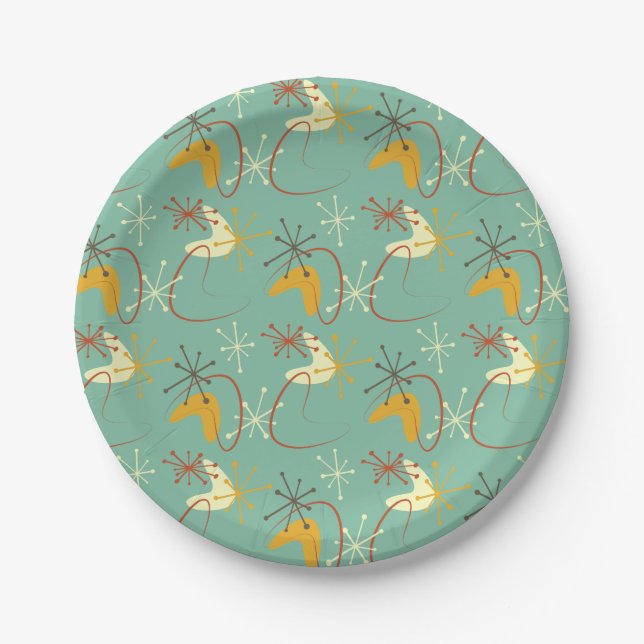 Mid-Century Modern Paper Plates – 1950s Atomic (Front)