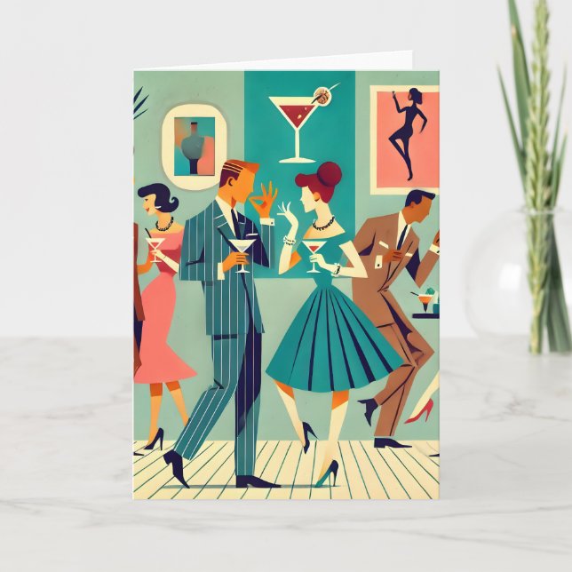 Mid Century Modern Party The Martini Dance Card (Front)