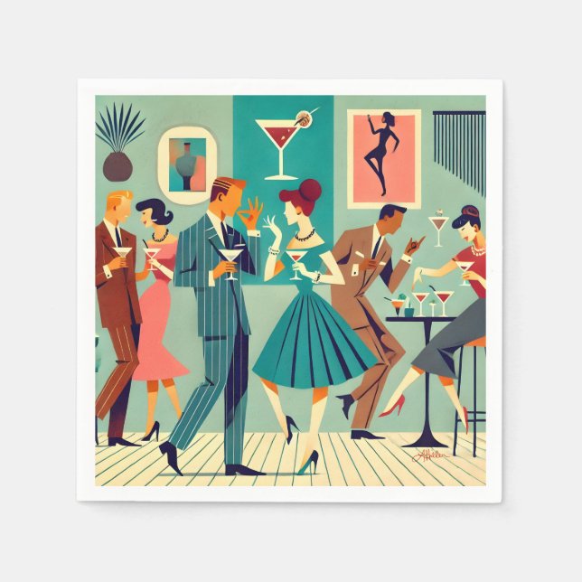 Mid Century Modern Party The Martini Dance Napkins (Front)