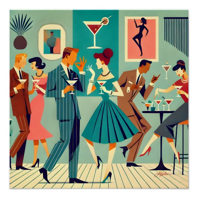 Mid Century Modern Party The Martini Dance Poster (Front)