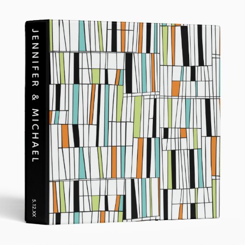 Mid Century Modern Pattern  Add Your Name 3 Ring Binder