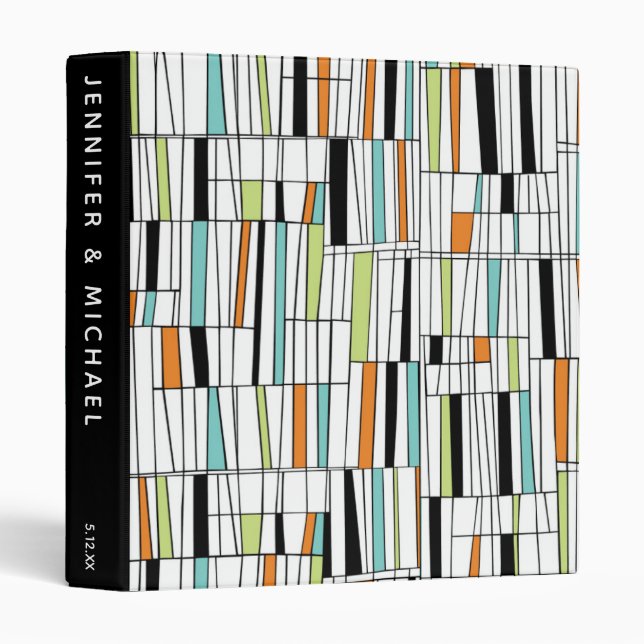 Mid Century Modern Pattern | Add Your Name 3 Ring Binder (Front/Spine)
