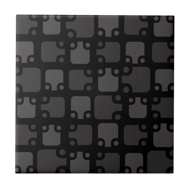 Mid Century Modern Pattern Black Ceramic Tile (Front)