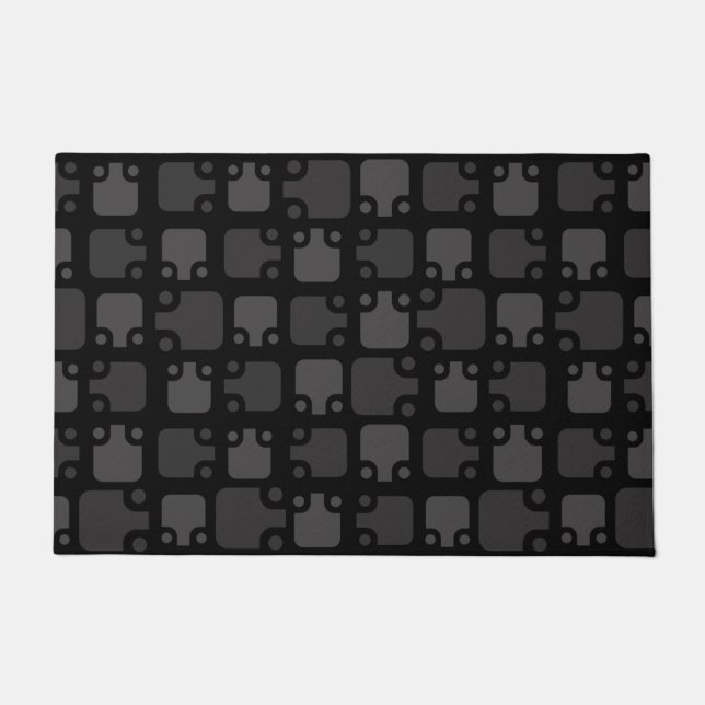 Mid Century Modern Pattern Black Doormat (Front)