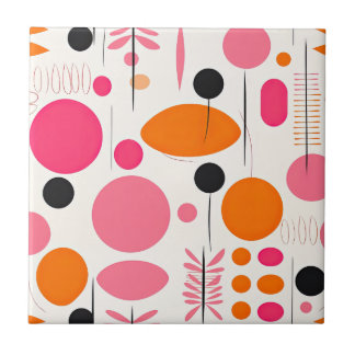 Mid Century Modern Pattern Colorful Bohemian RETRO Ceramic Tile