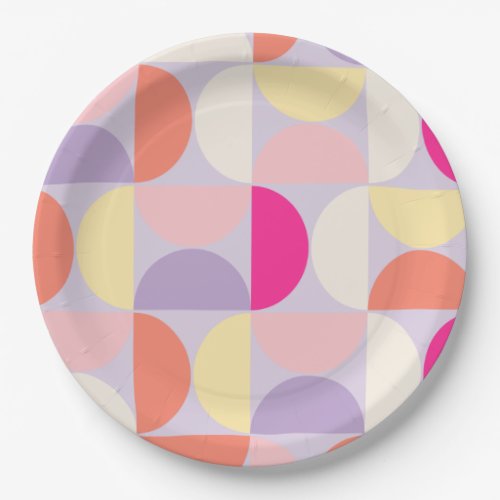 Mid Century Modern Pattern Colorful Collage Paper Plates