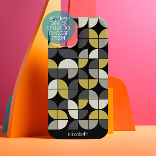 Mid Century Modern Pattern - Grey Gold Black Name Iphone 18 Pro Case