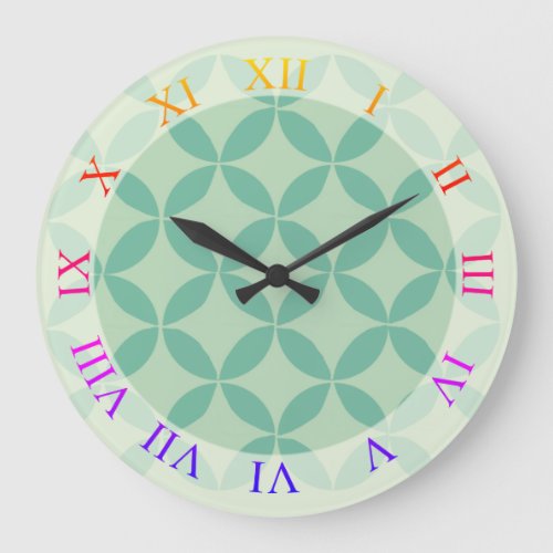 Mid century modern pattern in mint green  large clock