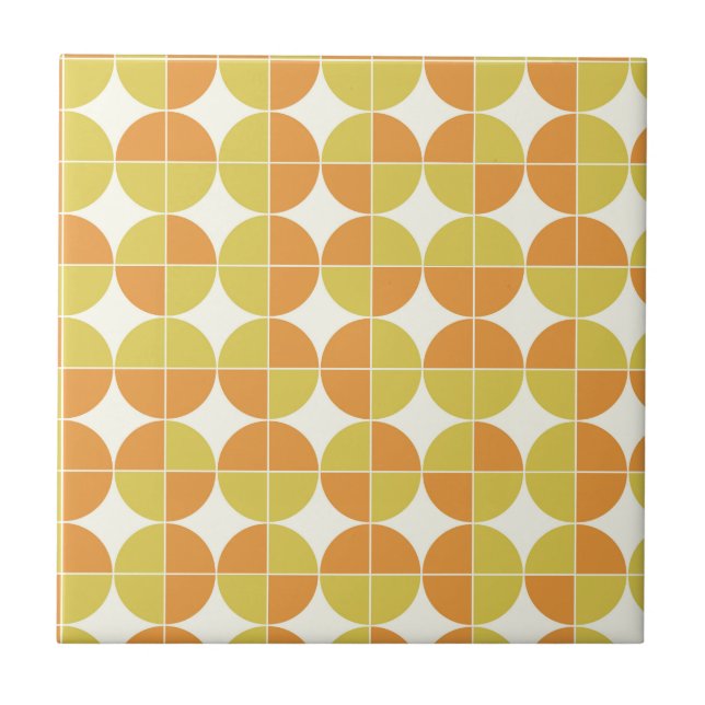 Mid Century Modern  Pattern in Orange and Yellow  Ceramic Tile (Front)