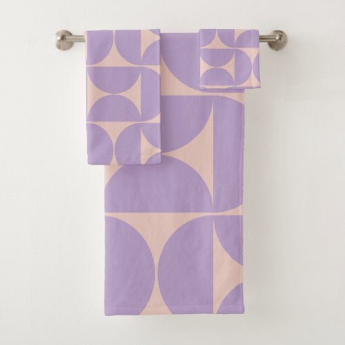 Mid Century Modern Pattern Lavender Bath Towel Set