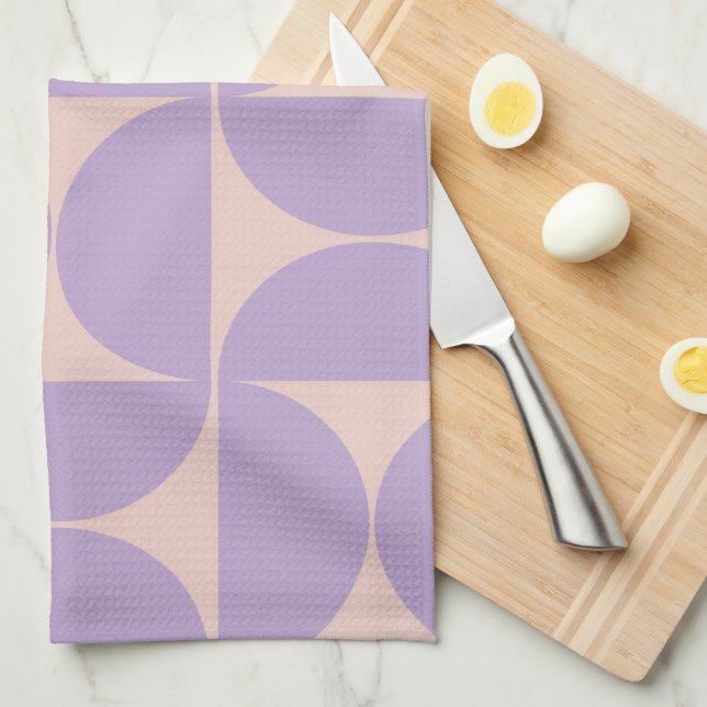 Mid Century Modern Pattern Lavender Kitchen Towel (Quarter Fold)