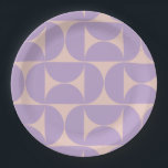 Mid Century Modern Pattern Lavender Paper Plates<br><div class="desc">Retro Mid Century Modern Pattern – Abstract Geometric Shapes – Minimalist Pattern in lavender / purple / lilac and beige.</div>