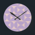 Mid Century Modern Pattern Lavender Round Clock<br><div class="desc">Retro Mid Century Modern Pattern – Abstract Geometric Shapes – Minimalist Pattern in lavender / purple / lilac and beige.</div>