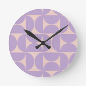 Mid Century Modern Pattern Lavender Round Clock