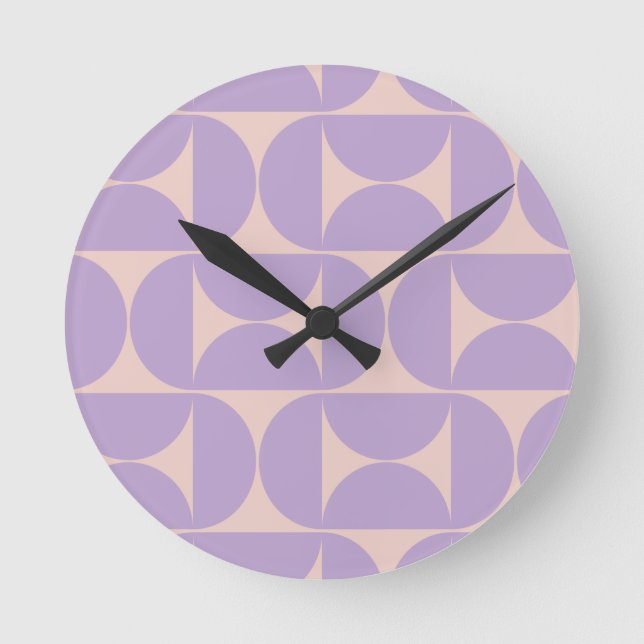 Mid Century Modern Pattern Lavender Round Clock (Front)