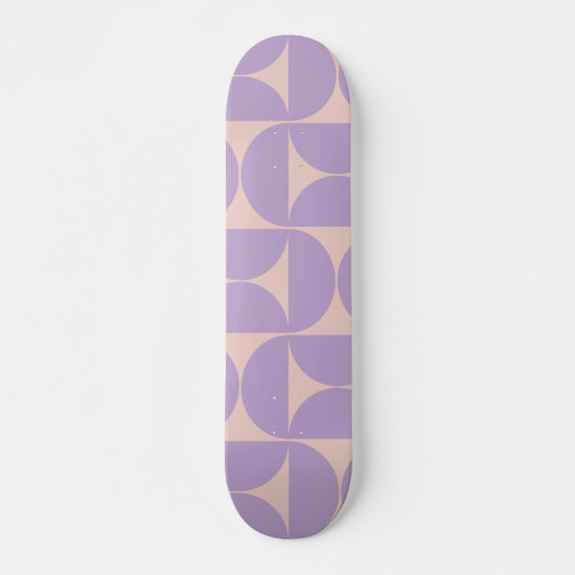Mid Century Modern Pattern Lavender Skateboard (Front)