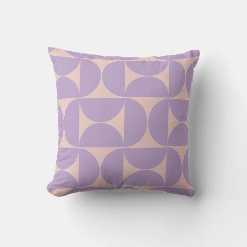 Mid Century Modern Pattern Lavender Throw Pillow