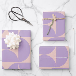 Mid Century Modern Pattern Lavender Wrapping Paper Sheets
