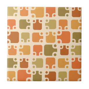 Mid Century Modern Pattern Ochre Ceramic Tile
