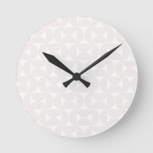 Mid Century Modern Pattern Pale Beige And White Round Clock