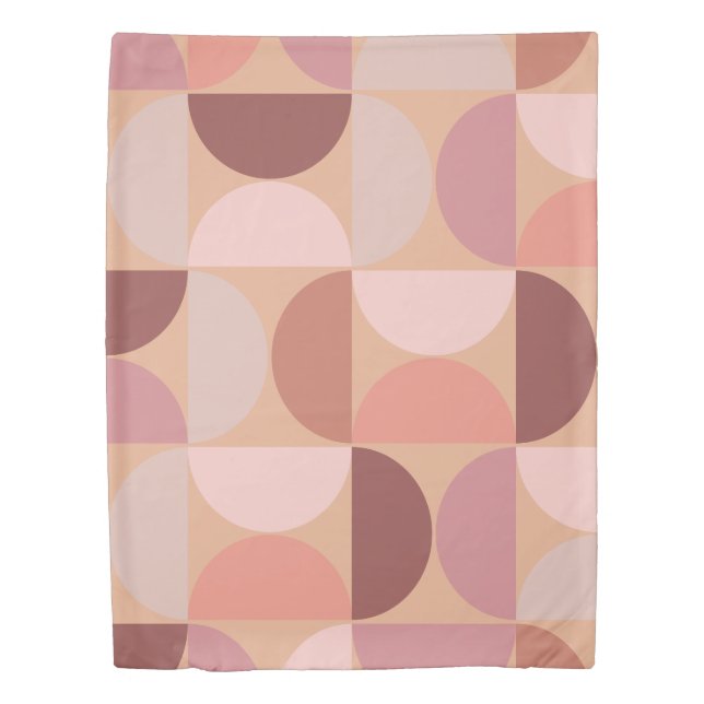 Mid Century Modern Pattern Peach Fuzz Duvet Cover (Front)