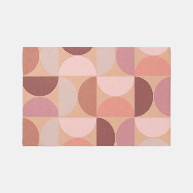Mid Century Modern Pattern Peach Fuzz Rug (Front)
