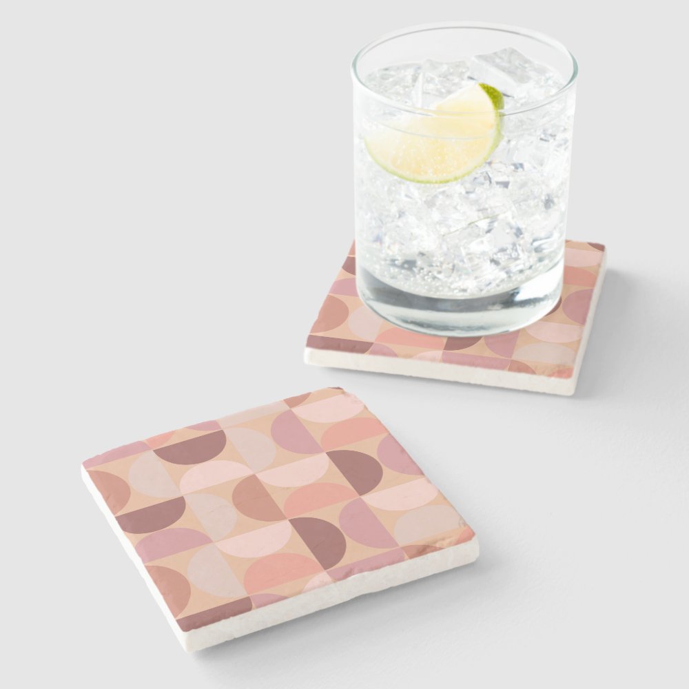 Disover Mid Century Modern Pattern Peach Fuzz Stone Coaster