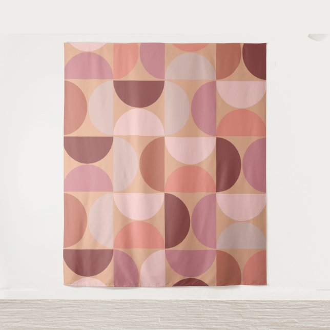 Mid Century Modern Pattern Peach Fuzz Tapestry (Front)