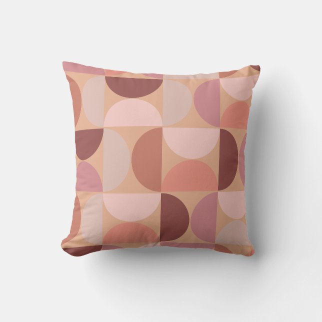 Mid Century Modern Pattern Peach Fuzz Throw Pillow (Front)