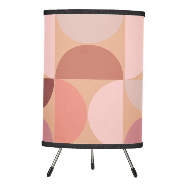 Mid Century Modern Pattern Peach Fuzz Tripod Lamp (Front)