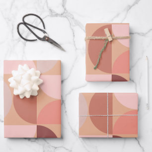 Mid Century Modern Pattern Peach Fuzz Wrapping Paper Sheets