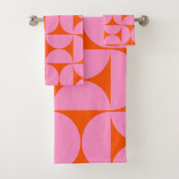 Mid Century Modern Pattern Preppy Pink And Orange