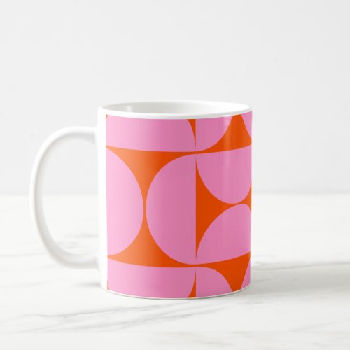Mid Century Modern Pattern Preppy Pink And Orange Coffee Mug