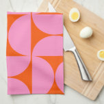 Mid Century Modern Pattern Preppy Pink And Orange Kitchen Towel<br><div class="desc">Retro Mid Century Modern Pattern – Abstract Geometric Shapes – Cute and Minimalist Pattern in pink and orange.</div>