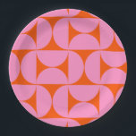 Mid Century Modern Pattern Preppy Pink And Orange Paper Plates<br><div class="desc">Retro Mid Century Modern Pattern – Abstract Geometric Shapes – Cute and Minimalist Pattern in pink and orange.</div>