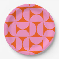 Mid Century Modern Pattern Preppy Pink And Orange
