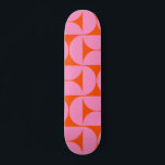 Mid Century Modern Pattern Preppy Pink And Orange Skateboard<br><div class="desc">Retro Mid Century Modern Pattern – Abstract Geometric Shapes – Cute and Minimalist Pattern in pink and orange.</div>