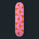 Mid Century Modern Pattern Preppy Pink And Orange Skateboard<br><div class="desc">Retro Mid Century Modern Pattern – Abstract Geometric Shapes – Cute and Minimalist Pattern in pink and orange.</div>