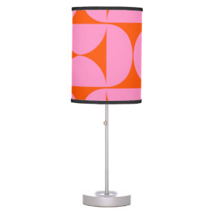 Mid Century Modern Pattern Preppy Pink And Orange Table Lamp