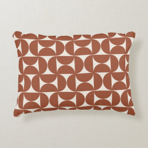 Mid Century Modern Pattern Rust Terracotta Accent Pillow