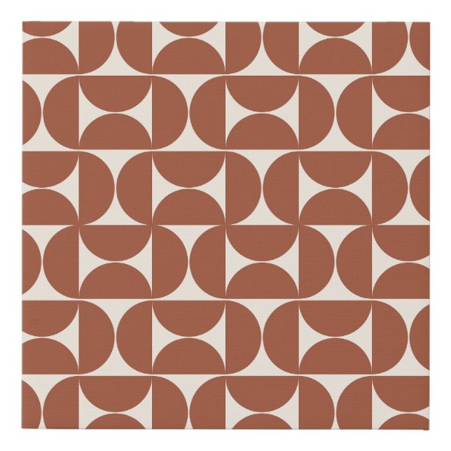 Mid Century Modern Pattern Rust Terracotta Faux Canvas Print (Front)