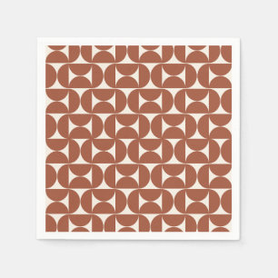 Mid Century Modern Pattern Rust Terracotta Napkins