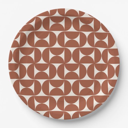 Mid Century Modern Pattern Rust Terracotta Paper Plates