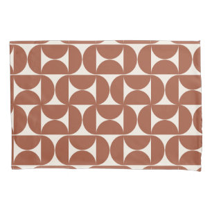 Mid Century Modern Pattern Rust Terracotta Pillow Case