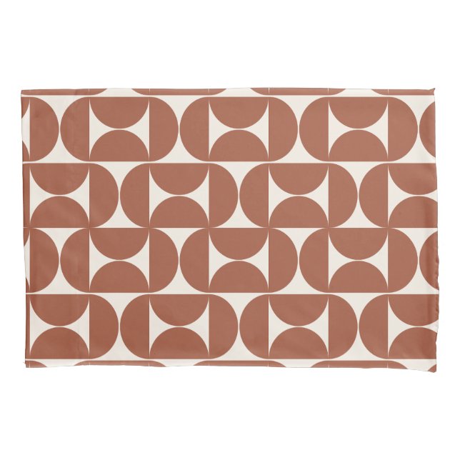 Mid Century Modern Pattern Rust Terracotta Pillow Case (Front)