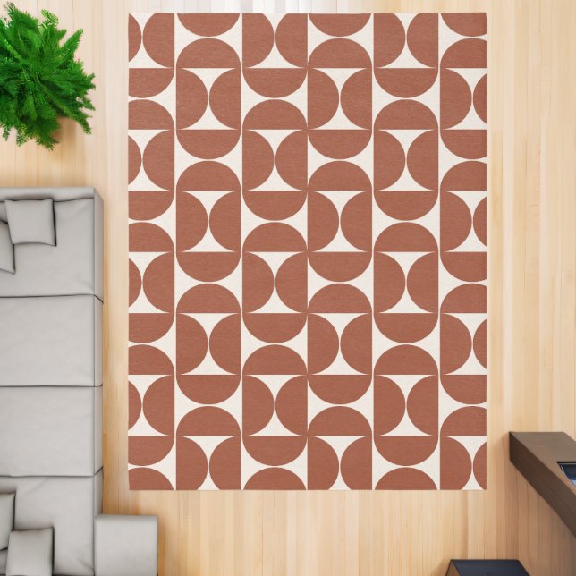 Mid Century Modern Pattern Rust Terracotta Rug (Insitu (Indoor 2))
