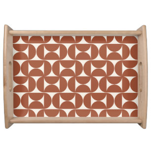 Mid Century Modern Pattern Rust Terracotta Serving Tray