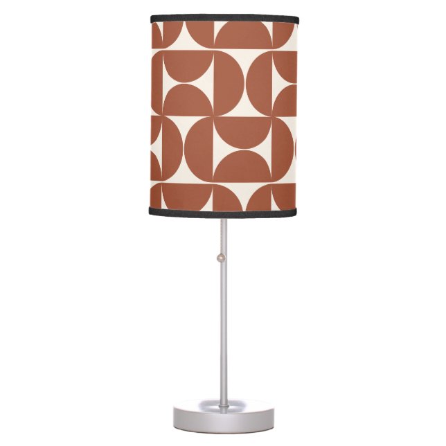 Mid Century Modern Pattern Rust Terracotta Table Lamp (Front)