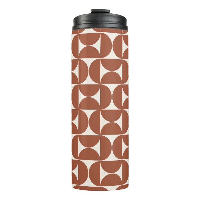 Mid Century Modern Pattern Rust Terracotta Thermal Tumbler (Front)