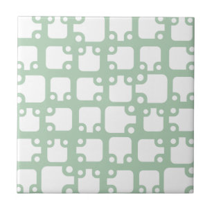 Mid Century Modern Pattern Sage Green 2 Ceramic Tile